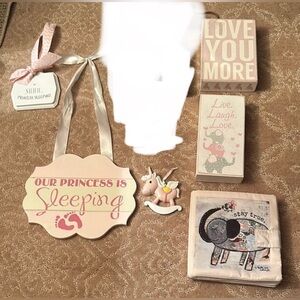 Pink Elephant Nursery Decor Set